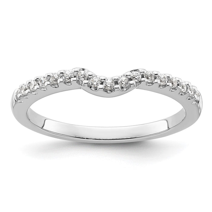 Buy Stylish 14K White Gold Contoured Wedding Band with 1/8 Carat Diamonds-1