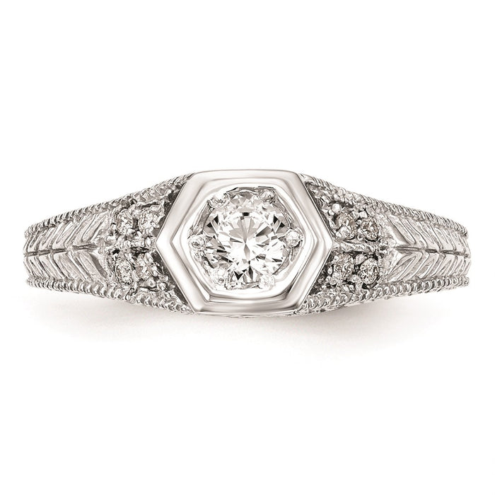 Buy Stylish 14K White Gold Hexagonal Bezel Engagement Ring Setting - 5g-4