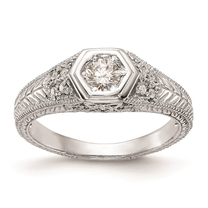 Buy Stylish 14K White Gold Hexagonal Bezel Engagement Ring Setting - 5g-1