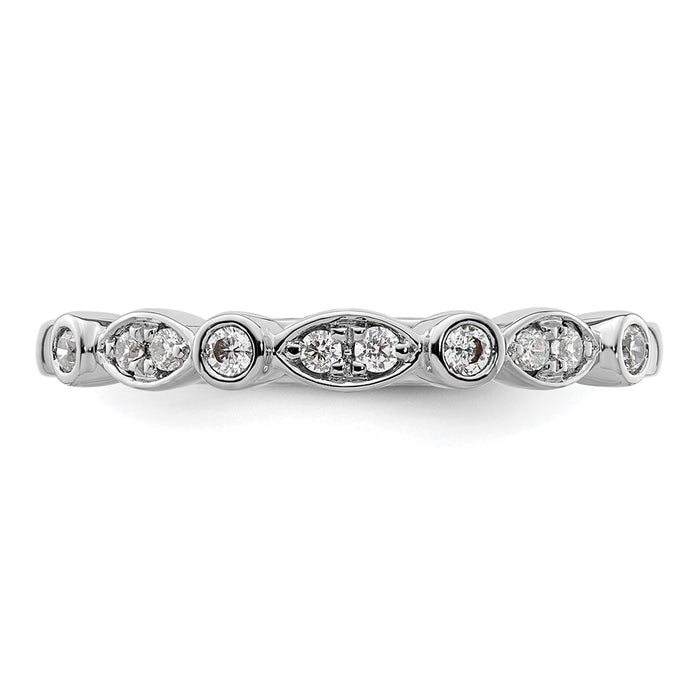 Buy Stylish 14K White Gold Wedding Band Set with 1/6 Carat Diamonds-4