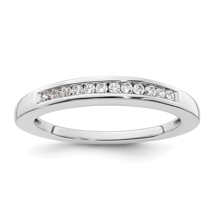 Buy Stylish 14K White Gold Wedding Band with 1/8 Carat Diamonds - Luxury Value!-1