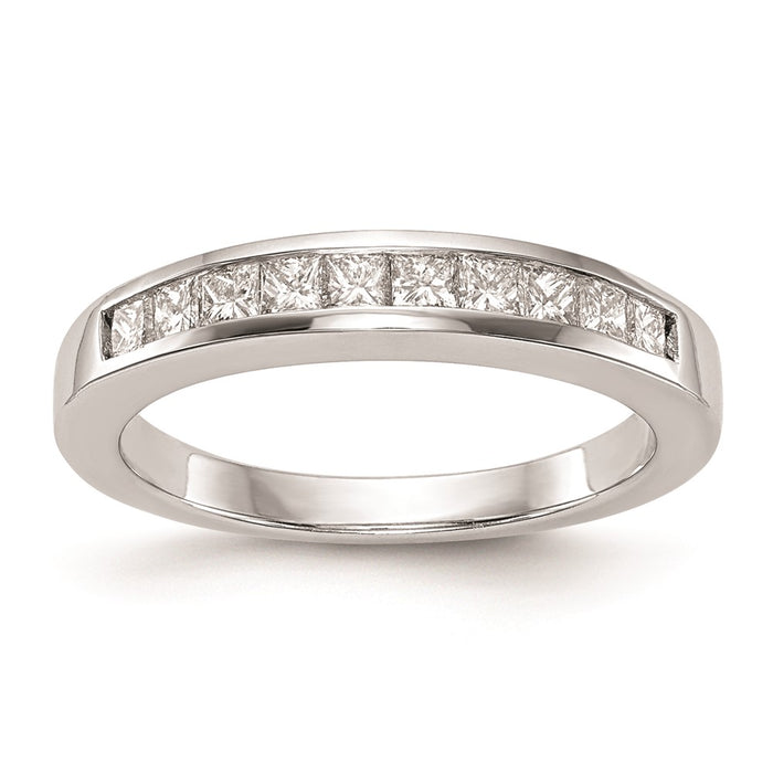 High-Quality 14K White Gold Princess Cut Channel Set Wedding Band - Stylish Value-1