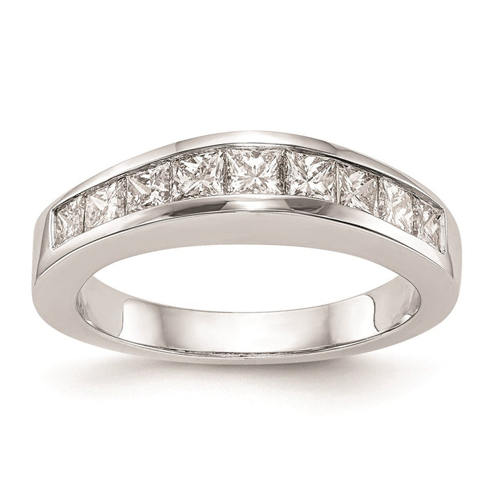 Exclusive 14K White Gold Princess Cut Wedding Band - Stylish Channel Set Design-1