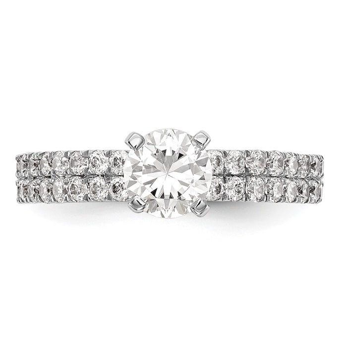 Buy Stylish 14K White Gold Double Row Peg Set Engagement Ring - 3/4 Carat Diamond-4