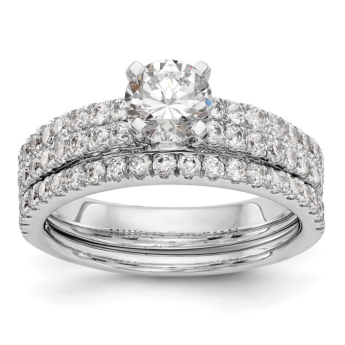 Buy Stylish 14K White Gold Double Row Peg Set Engagement Ring - 3/4 Carat Diamond-7