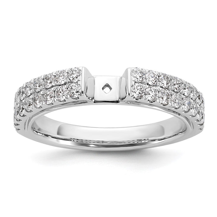 Buy Stylish 14K White Gold Double Row Peg Set Engagement Ring - 3/4 Carat Diamond-1