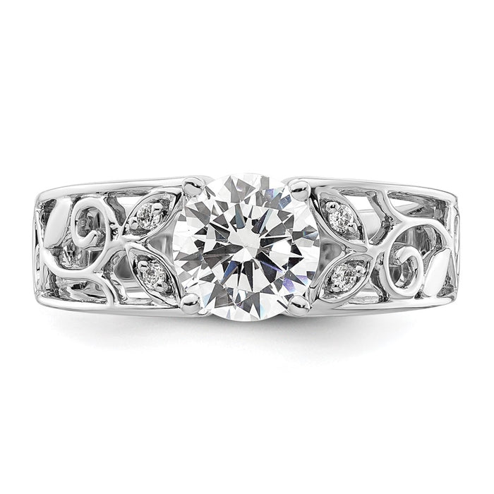 Exclusive 14K White Gold Leaf Engagement Ring, 1/20 Carat Diamond, Stylish Value-4