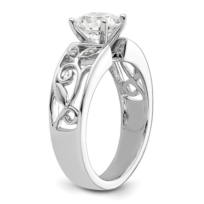 Exclusive 14K White Gold Leaf Engagement Ring, 1/20 Carat Diamond, Stylish Value-6