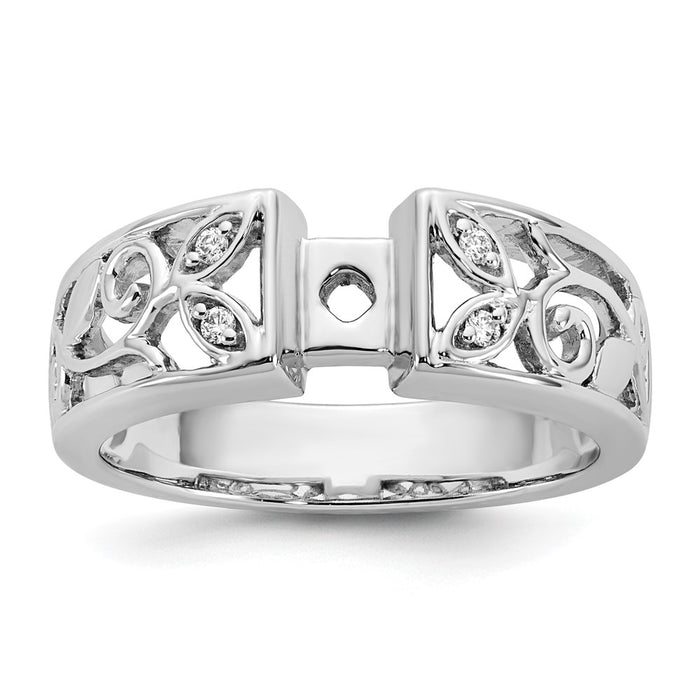 Exclusive 14K White Gold Leaf Engagement Ring, 1/20 Carat Diamond, Stylish Value-1