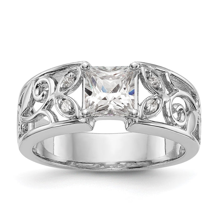 Exclusive 14K White Gold Leaf-Inspired Engagement Ring with 1/20 Carat Diamond-8