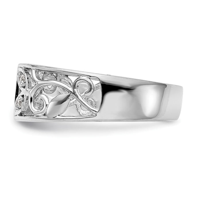 Exclusive 14K White Gold Leaf-Inspired Engagement Ring with 1/20 Carat Diamond-3