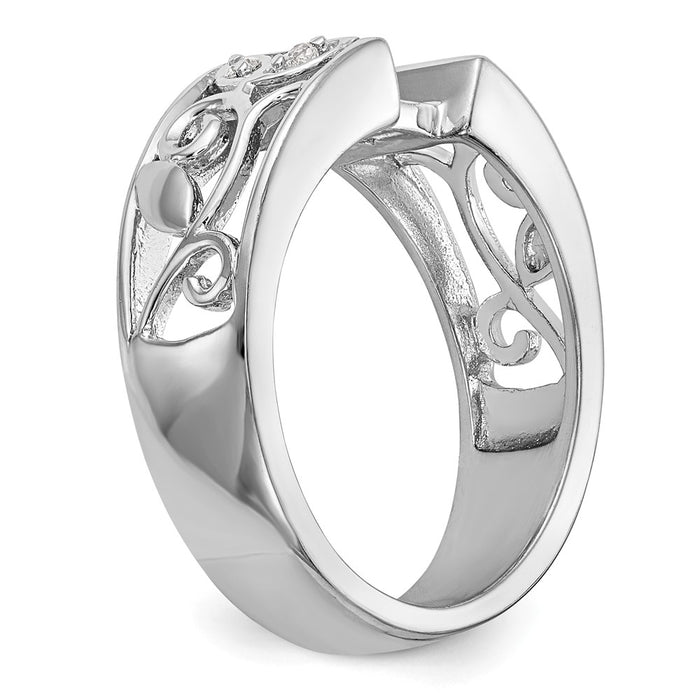 Exclusive 14K White Gold Leaf-Inspired Engagement Ring with 1/20 Carat Diamond-6