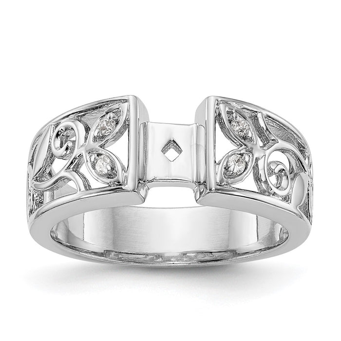 Exclusive 14K White Gold Leaf-Inspired Engagement Ring with 1/20 Carat Diamond-7