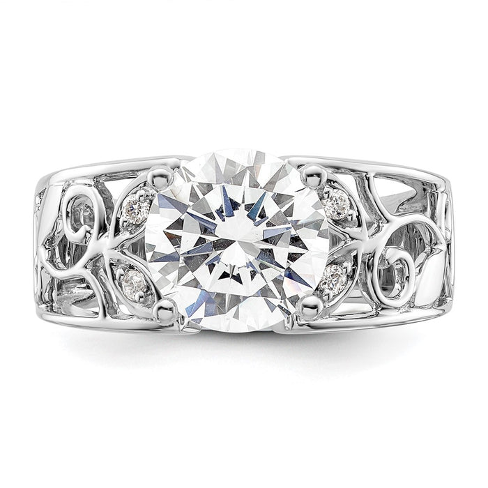 Exclusive 14K White Gold Leaf-Inspired Engagement Ring with 1/20 Carat Diamond-4