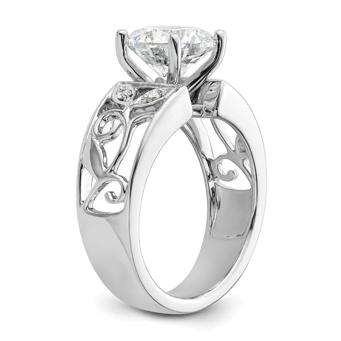 Exclusive 14K White Gold Leaf-Inspired Engagement Ring with 1/20 Carat Diamond-6