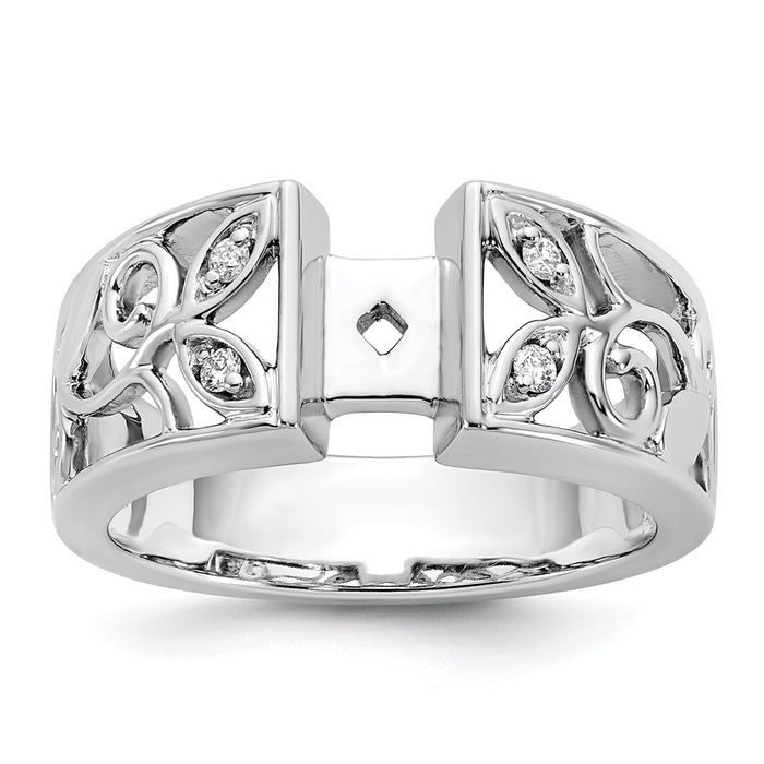 Exclusive 14K White Gold Leaf-Inspired Engagement Ring with 1/20 Carat Diamond-1