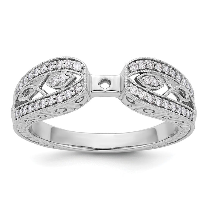 Buy Stylish 14K White Gold Vintage-Inspired Engagement Ring with 1/5 Carat Diamond-1