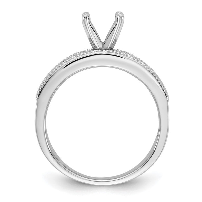High-Quality 14K White Gold Semi-Mount Engagement Ring, 1/10 Carat Diamond - Stylish Value!-2