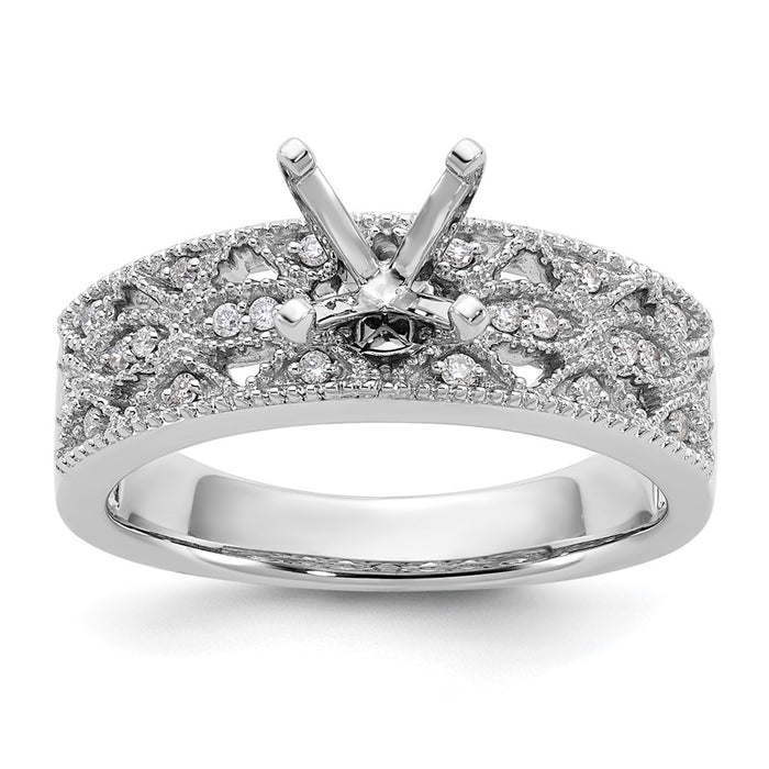 High-Quality 14K White Gold Semi-Mount Engagement Ring, 1/10 Carat Diamond - Stylish Value!-1