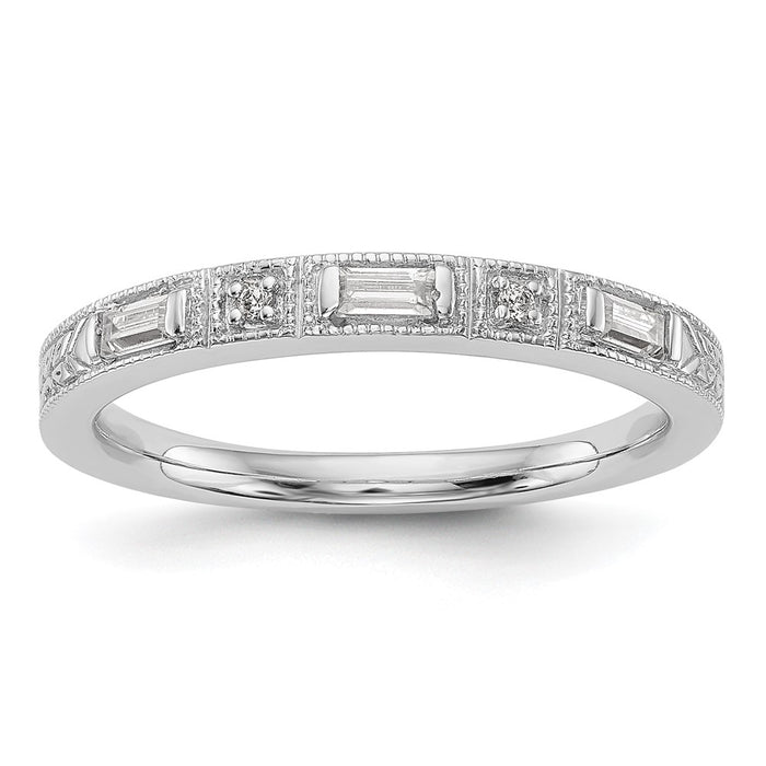 High-Quality 14K White Gold Wedding Band - 1/10 Carat Diamond, Stylish Value!-1