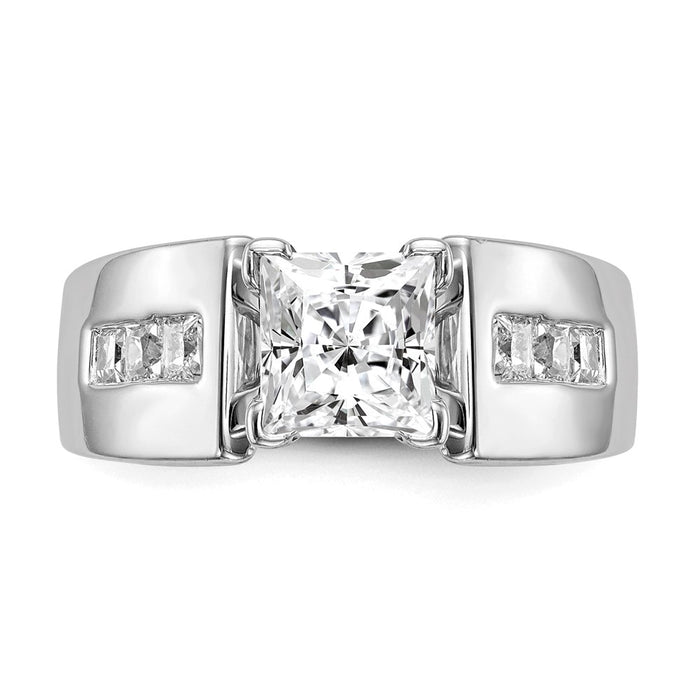 Designer 14K White Gold Engagement Ring - 3/8 Carat Princess Cut Diamonds, Stylish Value-4