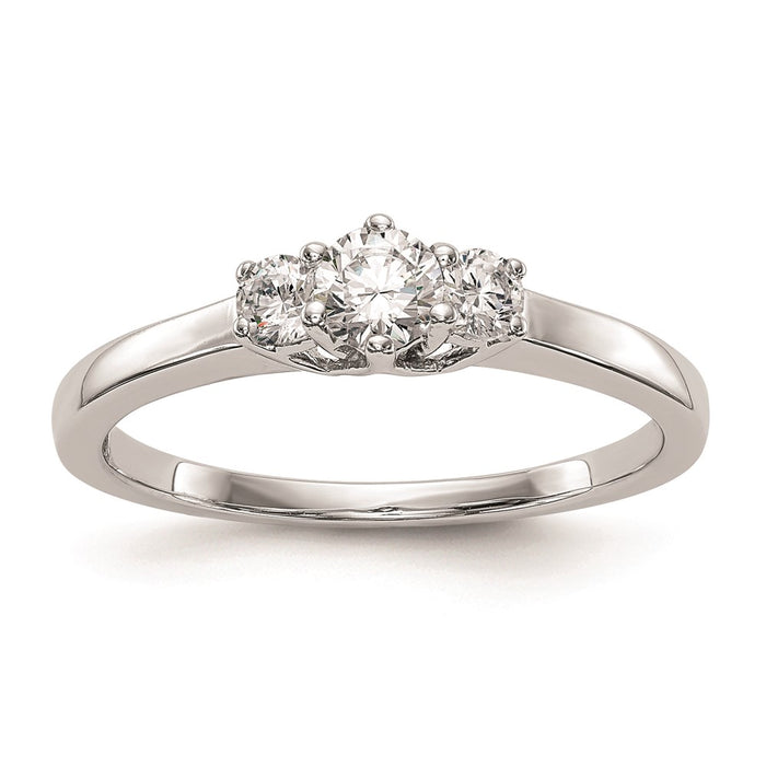 Order Stylish 14K White Gold 3-Stone Engagement Ring | 1/4 Carat Center-1