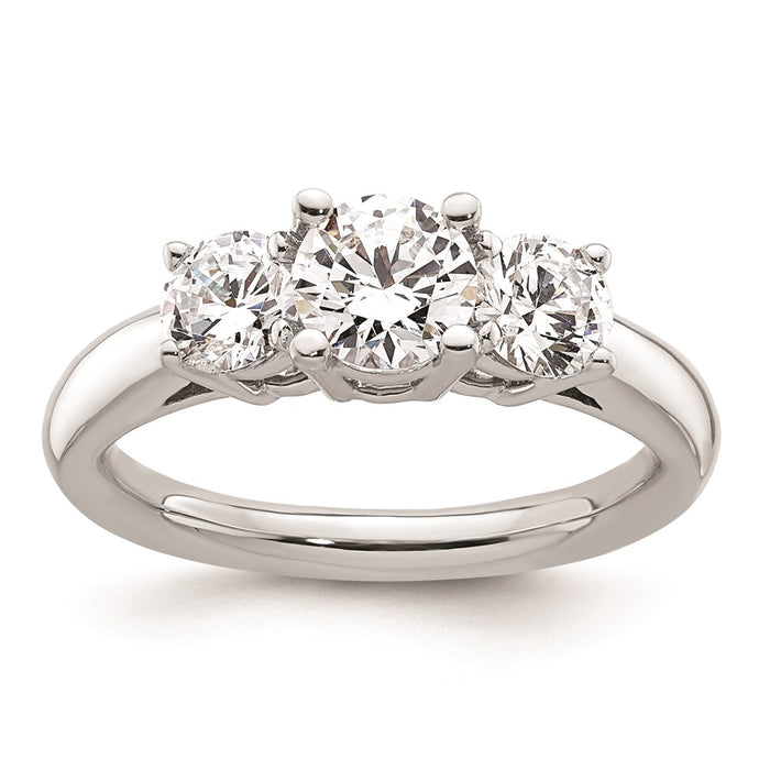 High-Quality 14K White Gold 3-Stone Engagement Ring Setting - Stylish Value!-1
