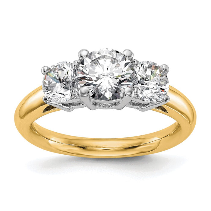 Exclusive 14K Two-Tone 3-Stone Engagement Ring Setting for 1 Carat-1