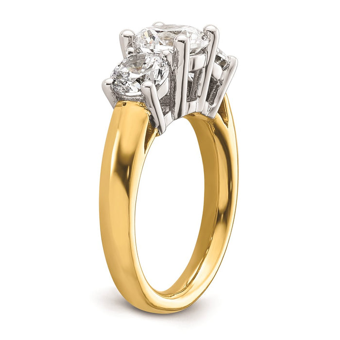 High-Quality 14K Two-Tone 3-Stone Engagement Ring Setting, 1.5 Carat Luxury Design-6