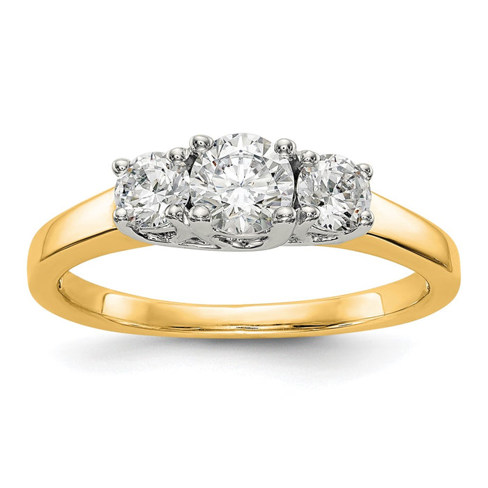 Buy Exclusive 14K Two-Tone 3-Stone Engagement Ring Setting - Stylish 3/8 Carat-1