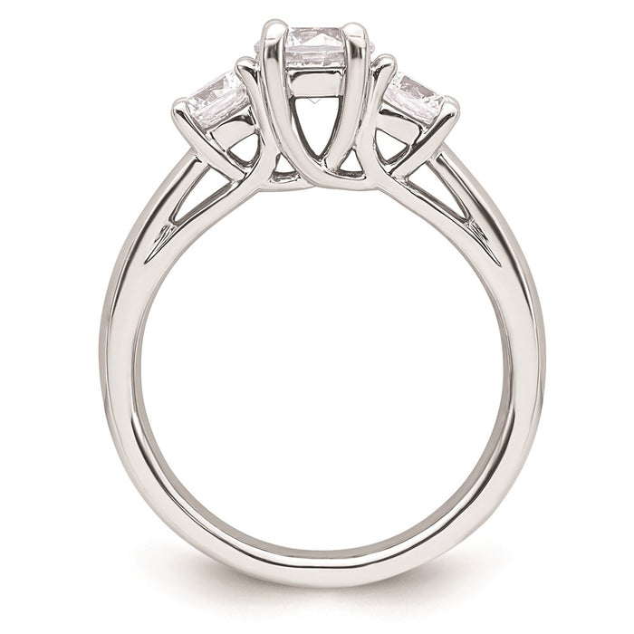 High-Quality 14K White Gold 3-Stone Engagement Ring Setting, Stylish 3.4 Carat-2