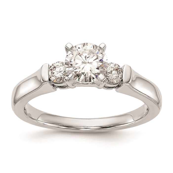 Exclusive 14K White Gold 3-Stone Engagement Ring Setting - Stylish & Affordable-1