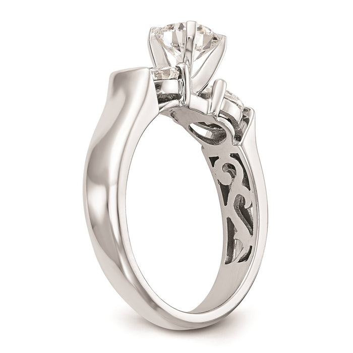 High-Quality 14K White Gold 3-Stone Engagement Ring Setting - Stylish Value!-6