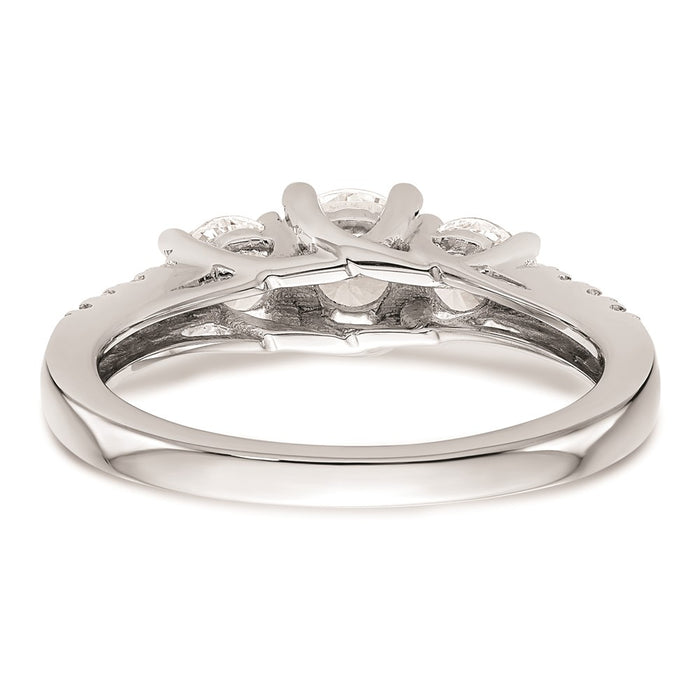 High-Quality 14K White Gold 3-Stone Engagement Ring Setting - Affordable Luxury-5