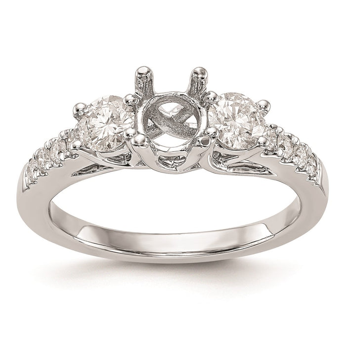 High-Quality 14K White Gold 3-Stone Engagement Ring Setting - Affordable Luxury-8