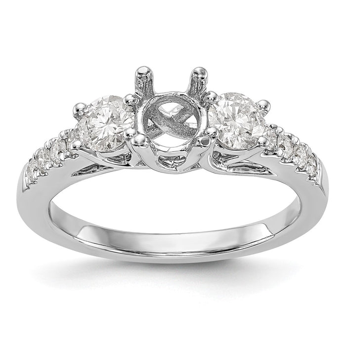 Exclusive 14K White Gold 3-Stone Engagement Ring for 1/2 Carat Center - Stylish Value!-8