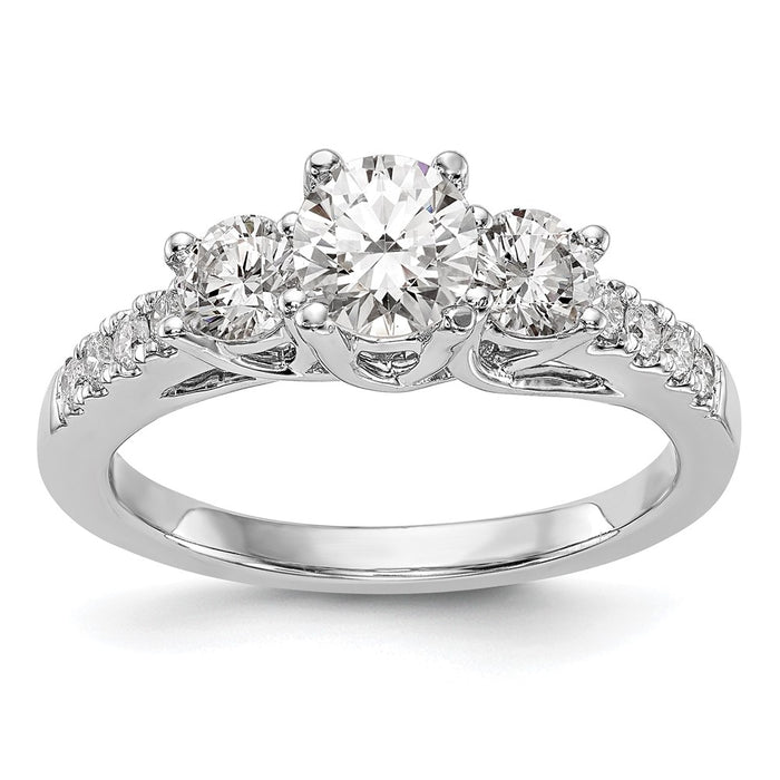 Exclusive 14K White Gold 3-Stone Engagement Ring for 1/2 Carat Center - Stylish Value!-1