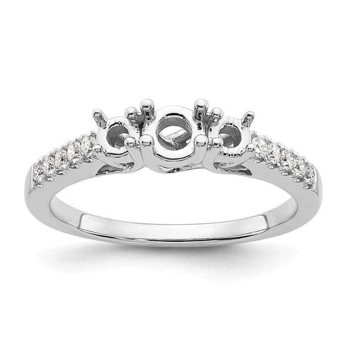 Buy Exclusive 14K White Gold 3-Stone Semi-Mount Engagement Ring, 1/3 Carat-7