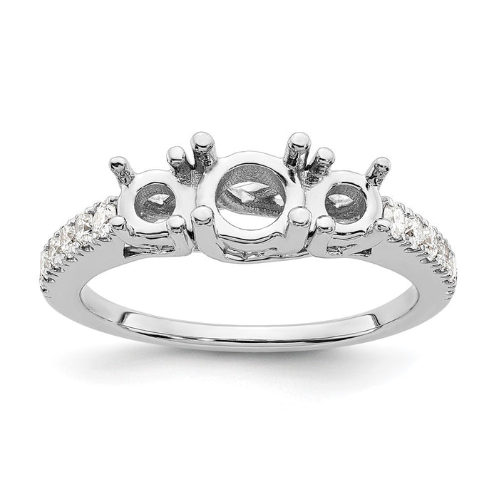 Buy Exclusive 14K White Gold 3-Stone Semi-Mount Engagement Ring, 3/4 Carat-7