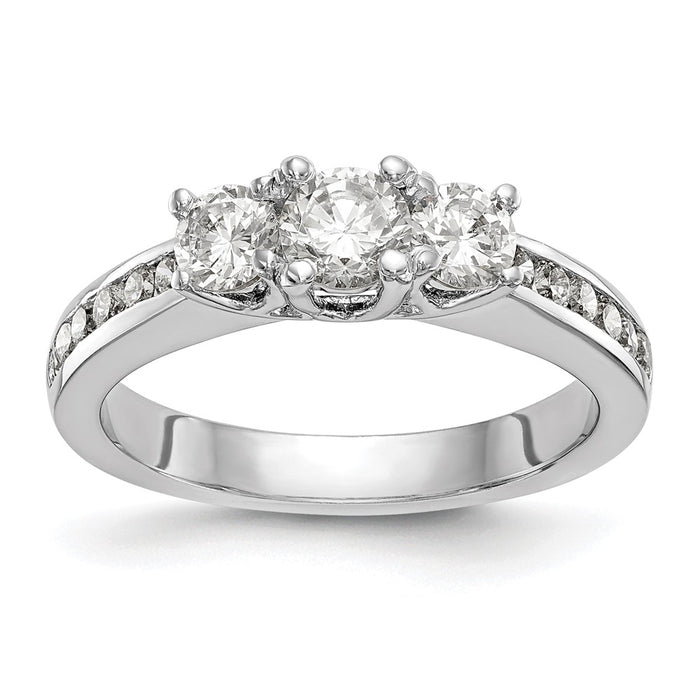 Buy 14K White Gold 3-Stone Diamond Engagement Ring - Stylish Semi-Mount, 5.2mm-1