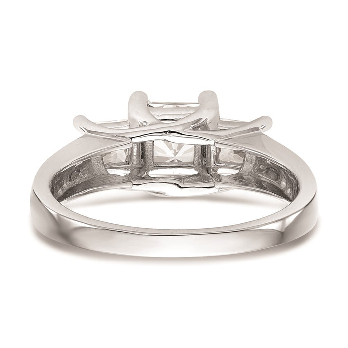 Buy 14K White Gold 3-Stone Engagement Ring Setting for 3/4 Carat Princess-5