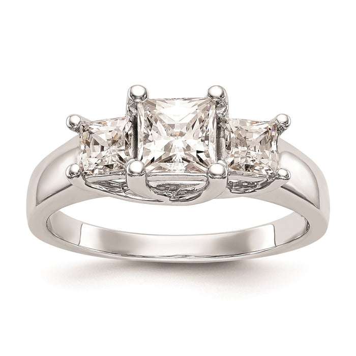 Buy 14K White Gold 3-Stone Engagement Ring Setting for 3/4 Carat Princess-1