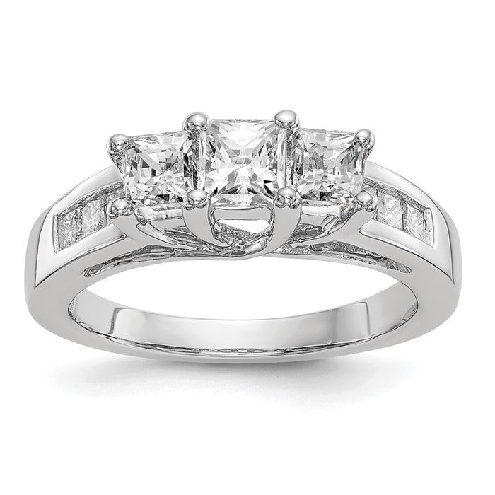 Buy Exclusive 14K White Gold 3-Stone Diamond Engagement Ring - Stylish Semi-Mount for 1/3 Carat-1