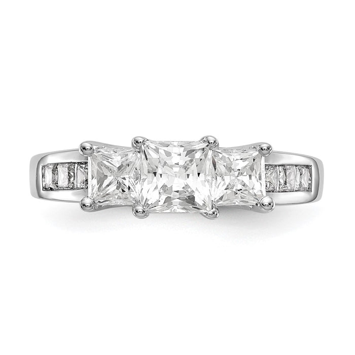 Order Stylish 14K White Gold 3-Stone Diamond Semi-Mount Engagement Ring-4