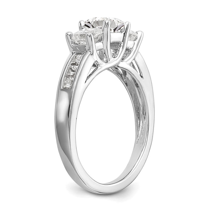 Order Stylish 14K White Gold 3-Stone Diamond Semi-Mount Engagement Ring-6
