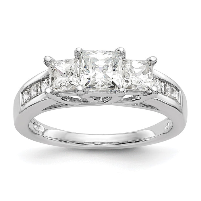 Order Stylish 14K White Gold 3-Stone Diamond Semi-Mount Engagement Ring-1