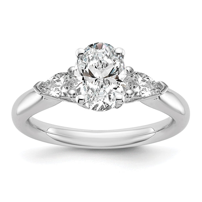 Buy Exclusive 14K White Gold 3-Stone Engagement Ring Mounting - Stylish Design for Pear-Shaped Stones-8
