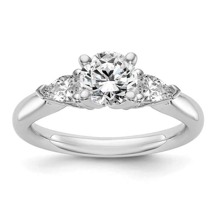 Buy Exclusive 14K White Gold 3-Stone Engagement Ring Mounting - Stylish Design for Pear-Shaped Stones-1