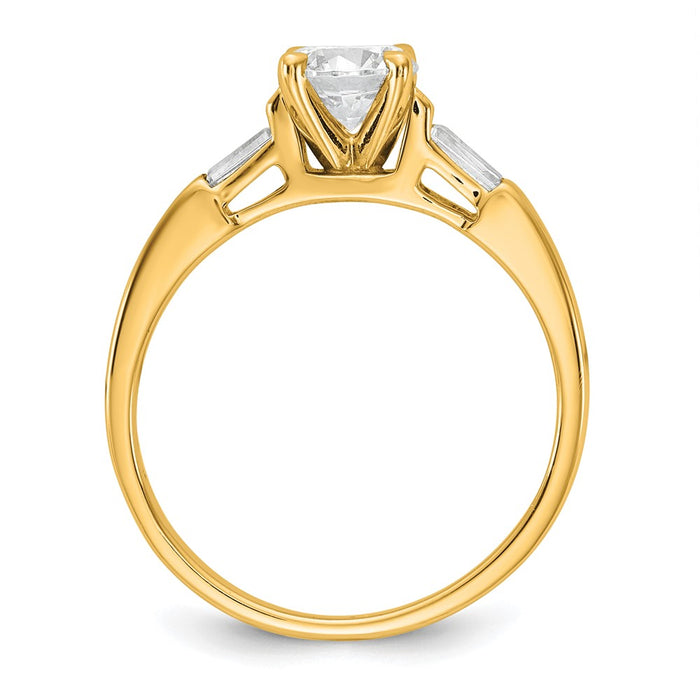 Buy Exclusive 14K Yellow Gold 3-Stone Engagement Ring, Stylish with Baguette Diamonds-2