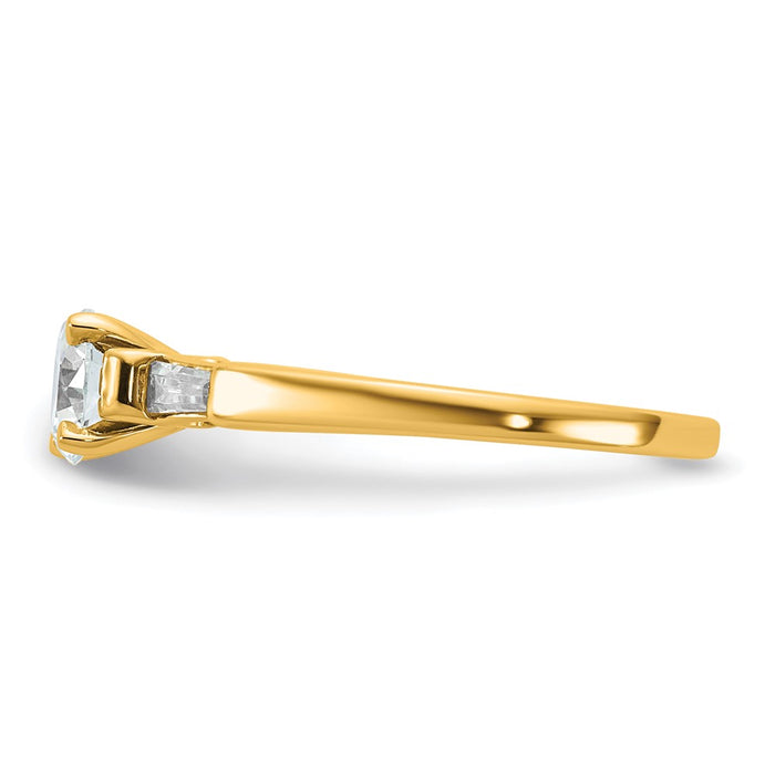 Buy Exclusive 14K Yellow Gold 3-Stone Engagement Ring, Stylish with Baguette Diamonds-3